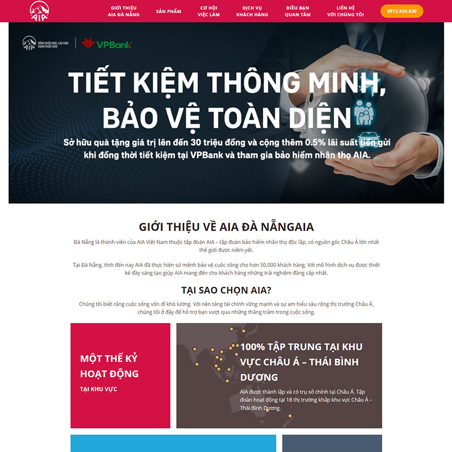 Mẫu website bảo hiểm AIA