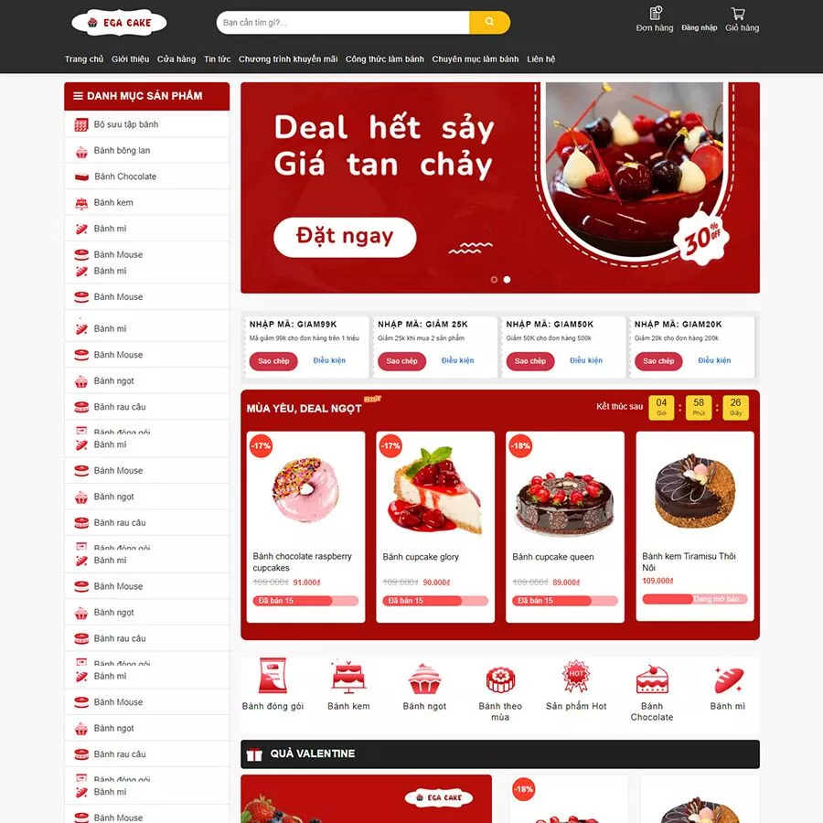 Mẫu website bán bánh ngọt đẹp