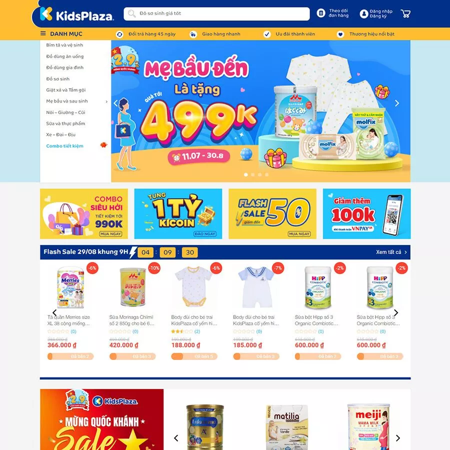 Mẫu website đồ em bé kid plaza